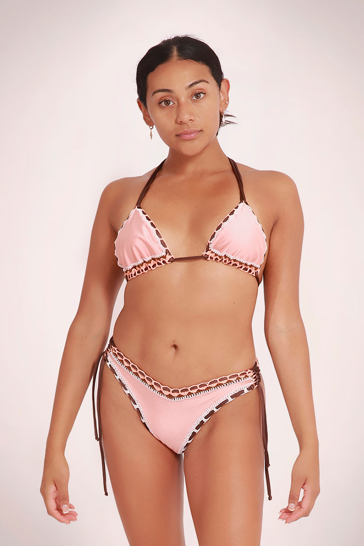 FLOR DE MAYO TOP Doblevista Chocolate y Salmon