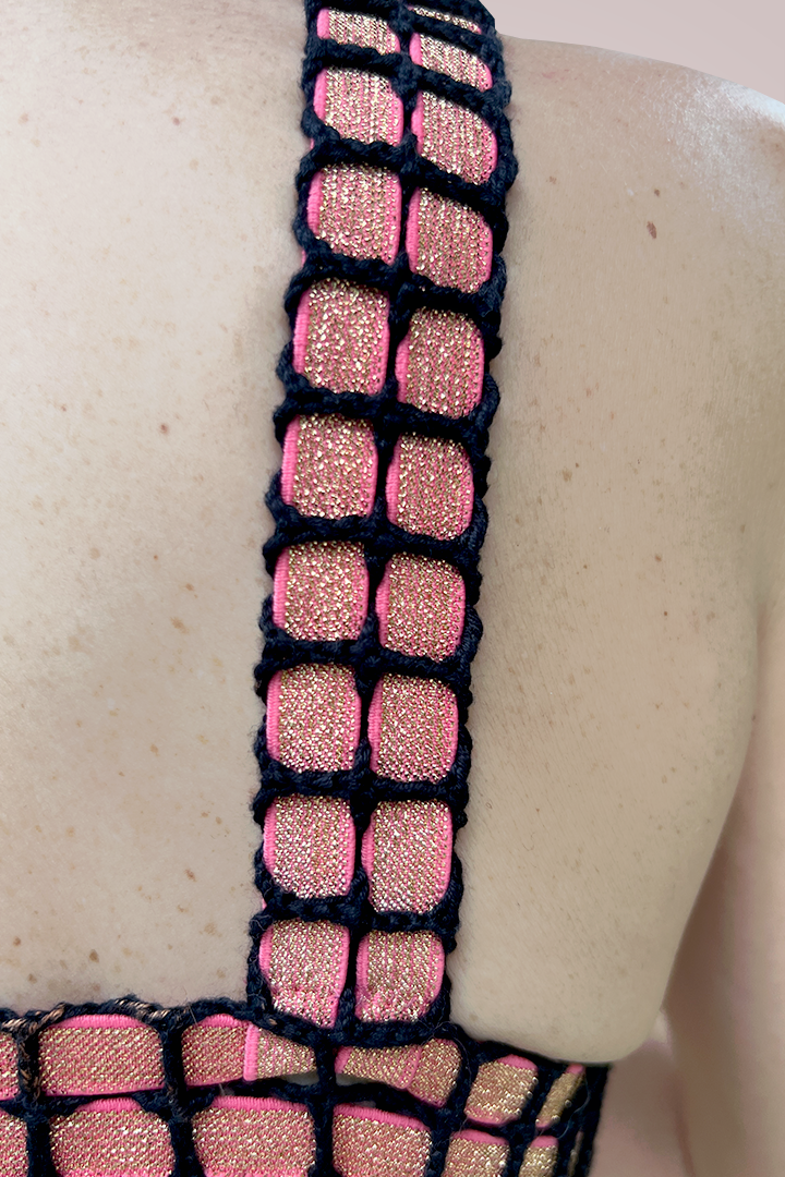 IXCHEL TOP Doblevista Rombos Rosa